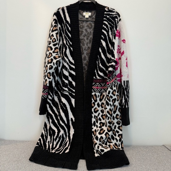 Anthropologie Maeve Makaya animal print longline cardigan sweater. Size XL - Picture 2 of 14
